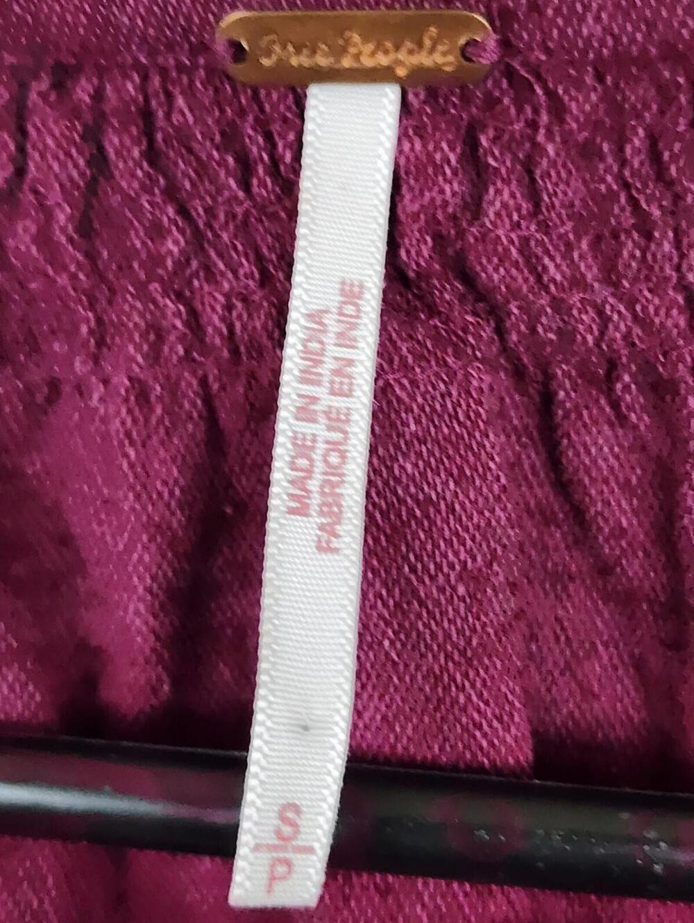 Free People Burgundy Long Sleeve Mini Boho Dress - Picture 2 of 4
